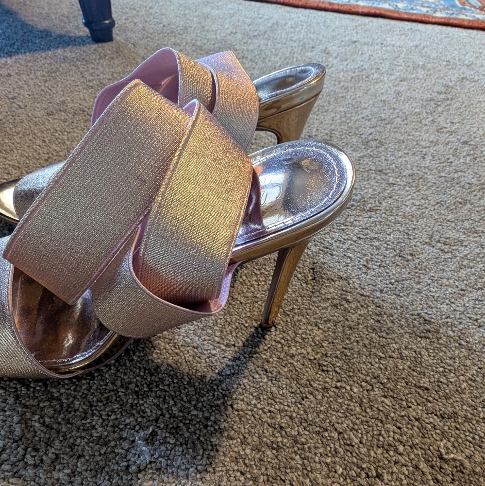 New Lauren Lorraine Dallas Rose Gold Stiletto Sandals, Size 10 - Picture 4 of 7
